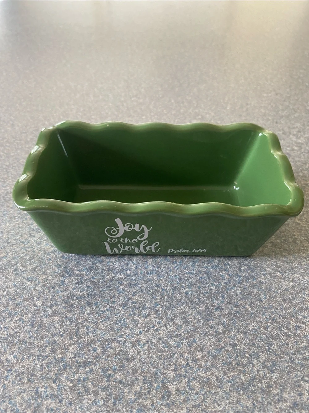 Green 'Joy to the World' Ceramic Loaf Pan